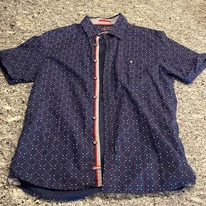 Navy Blue Short Sleeved Collared Dress Shirt